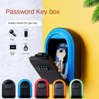 Wall Mounted Key Storage 4 Digital Combination Password Security Code Lock Key Lock Box For Home Office Storage Box Organizer