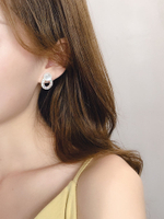 高級感耳釘新款潮韓國法式微鑲滿鉆圈圈耳墜女網紅寶石耳環1入
