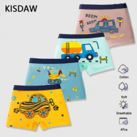 4 Pcs/Lot Children Panties Cotton Underwear For Boys 3-14 Years Breathable Kids Underpants Cars Patterns Cartoon Boy Boxer Brief