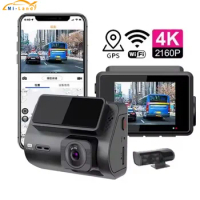 2 inch mini dual front and rear smart dash camera 4k wifi gps dual lens car dvr 4k dashcam with gps wifi dual 4k dash cam