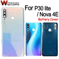 6.15" For Huawei P30 lite Back Battery Cover Door Rear Glass Housing Case New For Huawei Nova 4E Battery Cover With Camera Lens