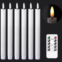 100 pcs Flickering Light Christmas LED Candles With Remote Control,10 inch Long Battery Operated Warm White Decorative Candles