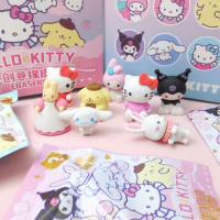 32pcs/set Anime Crayon Shin-chan/pokémon/kitty Diy Cartoon Pencil Eraser Figure Cinnamoroll Kuromi Pikachu Student Stationery