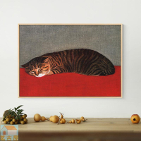 新中式貓咪掛畫民宿裝飾畫日式和風可愛小動物臥室裝飾畫壁畫墻畫