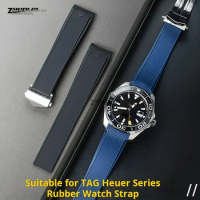 22mm Rubber Silicone Watch Strap for Tag Heuer CARRERA AQUARACER 300 WAY201A WAY211C Watchband Black Blue men Watch Accessories