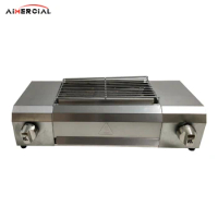 GH708 Table Top Grill LPG Gas Kebab Grill Indoor LPG Smokeless Barbecue Stainless Steel Outdoor BBQ Flat Gas Grill with Burner