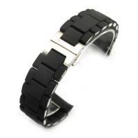 20mm 22mm Rubber Metal Watch Bracelet for Omega Seiko Rolex tissot tudor watchband curved end Butterfly buckle Clasp watch strap