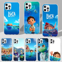 Diseny Cartoon Luca Case for Apple iPhone 11 13 12 Mini 14 15 Pro Max XR 7 8 Plus X XS XS Transparent Silicone Soft Phone Cover