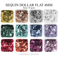 [50 GRAM] Sequin Dollar Flat 4mm / Payet Ramboci Bulat Rata / Round Flat / Rambocci Koin Flat 4mm An
