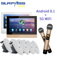 Smart Bluetooth WiFi Touch Screen Wall Android Amplifier PA Ceiling Speaker Wireless Microphone Home Karaoke Background Music