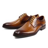 【Orobianco】素面經典款紳士綁帶德比鞋 棕色(OR28829-BR)