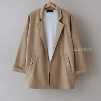 Bayleaf.id Jade Long Blazer Suede Basic / Outerwear Formal Casual Wanita M FRAPPUCINO