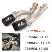 60.5mm Muffler For Honda CB650R CBR650 2019-2022 Motorcycle Exhaust Mid Link Pipe Carbon Escape Connect Tube Stainless Steel