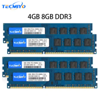 TECMIYO 4GB 8GB Desktop Memoria Ram DDR3 DDR3L 1600MHz 1333MHz PC3-12800U PC3-10600 DIMM 1.5V 1.35V 2RX8 Non-ECC Memory - Blue