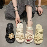 TK-Wonderful.girlพร้อมส่ง (LT-MKD) รองเท้าแตะสวม ดีเทลดอกทานตะวัน สายคาดติดกันX138