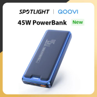QOOVI 20000mAh Power Bank External Battery Capacity PD 45W Fast Charging Portable Charger Powerbank For Laptop iPhone Samsung