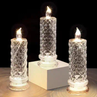 Romantic Rose Shadow LED Flameless Candles,Battery Led Pillar Candles for Valentine's Day Propose Anniversary Wedding Decoration