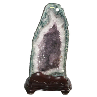 古緣居 巴西天然紫水晶洞 +木製底座(21.5公斤)