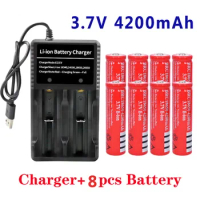 100% new original 18650 Rechargable Battery 18650 3.7 V Battery for LED Lantern torch+USB Charger