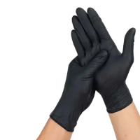 20pcs Disposable Tattoo Gloves Black Latex Permanent Waterproof Permanent Nitrile Tattoo Gloves for Work Kitchen Clean