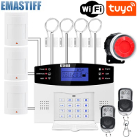 Tuya Wifi GSM Alarm System 433MHz Home Burglar Security Alarm Wireless Wired Detector Smoke Door Window amera Tuya Support Alexa