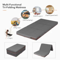 Folding Mattress Twin XL Size With Carry Bag 4-Inch Foldable for Travel Guest - Breathable Mesh Sides &amp; Portable Camping Bed