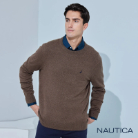【NAUTICA】男裝 簡約質感素面針織衫(棕)