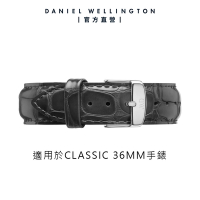 Daniel Wellington DW 錶帶 Classic Reading 18mm爵士黑壓紋真皮錶帶-銀 DW00200058