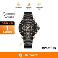 Jam Tangan Wanita Alexandre Christie AC 6609 BF BBRBA-2 Ladies Black Dial Black Stainless Steel Stra
