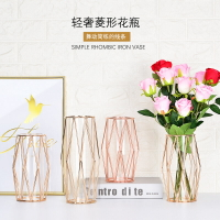 花瓶擺件客廳插花器北歐簡約ins鐵藝家居裝飾品創意玻璃水培花瓶