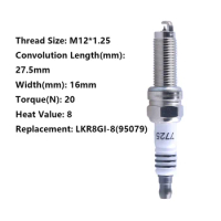 THREEON 1/4/6pc DH8RTCI-T(7725) Iridium Spark Plug For Trumpchi GS4 Greatwall Haval H6 Geely Replace LKR8GI-8(95079) M12*1.25