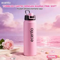 Ecentio Black Pink Series Tumbler Stainless Portable Botol Minum Aesthetic Anti Bocor Dingin Tahan L