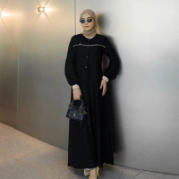 HARSHA MIDI BY HAYFA MOESLIM WEAR GAMIS SIMPLE DAN ELEGAN BAHAN RAYON TWILL