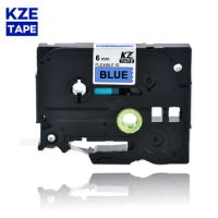 Kze 6mm Flexible label Black on Blue Laminated Label Tape Flexible Cable Label compatible for P-touch printer Tape TzeFX511