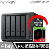 Synology群暉科技 DS423+ NAS 搭 Seagate IronWolf 8TB NAS專用硬碟 x 2