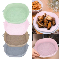 Silicone AirFryer Pot Air Fryers Oven Baking Tray Fried Pizza Chicken Basket Mat Square Round Replacemen Grill Pan Accessories