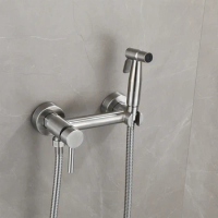 Stainless Steel Handheld Toilet Bidet Faucet Hand Bidet Sprayers Brushed Water Gun Spray Gun for Shower Bathroom Cleaning Tools
