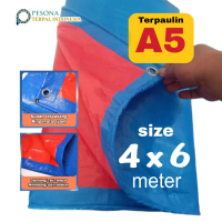 Terpal A5 Korea Biru Oren import ukuran 4x6 meter Plastik korea sudah terpasang ring mata ayam dan T