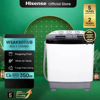 Hisense Mesin Cuci WSAK8011UB Top Loading Twintube Kapasitas 8KG 2 Tabung Bukaan Atas Pengeringan Ud