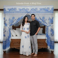 Kelambu Anti Nyamuk Motif Bunga Premium 180 x200 Jumbo Biru kelambu  kain Hijau Pink Tali kuat flat 