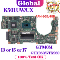 KEFU Notebook U5000 Mainboard For ASUS K501UQ K501UX K501UW K501UB K501UXM K501U A501U Laptop Motherboard I3 I5 I7 4GB/8GB PM