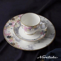 【日本 Noritake】月影浮花咖啡對杯(骨瓷)