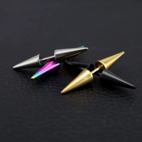 Titanium Steel Devil Horn Ear Cuff Punk Hip Hop Spike Screw Earrings Edgy Fashion Statement