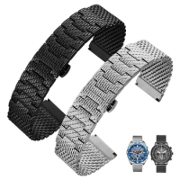 Certina 50 Snow Breitling Double Press Buckle Watchbands for Citizen Blue Angel Air Eagle Stainless Steel 22 23mm Watch Strap
