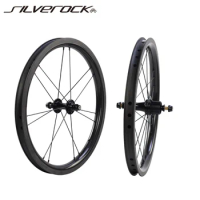 SILVEROCK External 4-7 Speed Carbon Wheels for Brompton 3sixty Folding Bike 16inch 1 3/8 349 Rim Caliper Brake Bicycle Wheelset