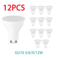 12PCS AC220V LED Bulb 3W 6W 9W 12W GU10 LED Spotlight Bulb 180 Degree Beam Angle For Home Office Decoration Lamp Light
