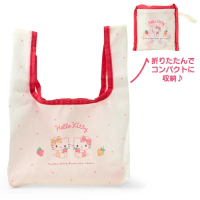asdfkitty*KITTY草莓 可折疊收納輕量購物袋 手提袋 收納袋 置物袋-日本正版商品