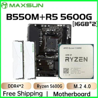 MAXSUN Motherboard Kit AMD B550M with Ryzen 5 5600G CPU DDR4 32GB [16GB*2] 3200MHz Desktop Computer 