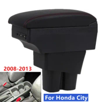 For Honda City Armrest Box For Honda old CITY 2008-2013 Car Armrest Central Storage Box Retrofit with USB Car Accessories
