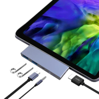 5 In 1 USB C Hub with 4K@60Hz HDMI,3.5mm Audio Jack,Dual USB Combo for iPad Pro 2019 2020,Surface Pro 7 Go,Samsung Tab S7,HP13